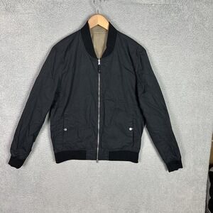 AllSaints Bassett Bomber Jacket‎ Mens Medium Black/Ash Khaki Reversible $249